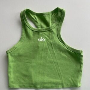 Alo Green Aspire Ribbed Cropped Tank Top